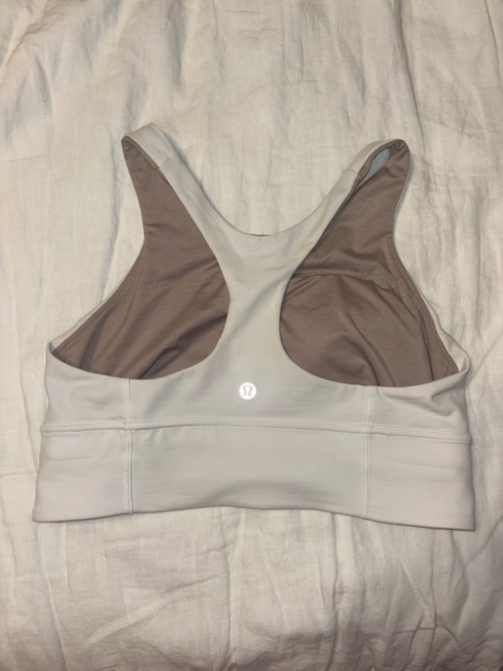 lululemon athletica White Racerback Sports Bra with Taupe Inner Lining